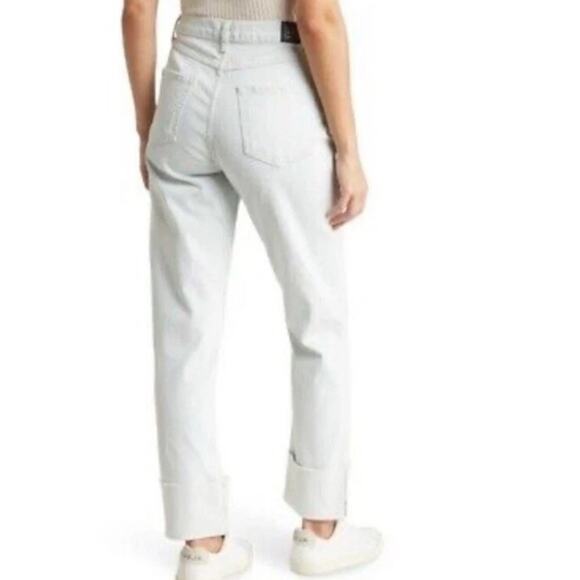 CURRENT ELLIOTT Relaxed Cuff Boyfriend Jeans Size 26 Light Icy Blue Distress NWT - Picture 3 of 10